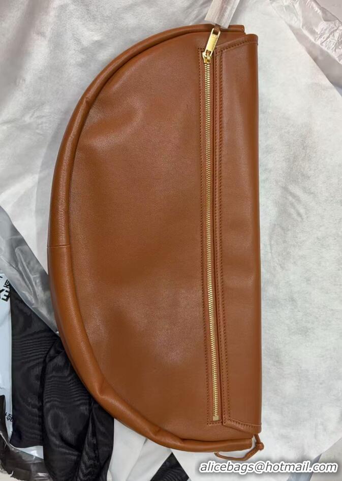 Shop Discount Celine Halfmoon Soft Triomphe Bag in Supple Shiny Lambskin 124142 Tan 2025