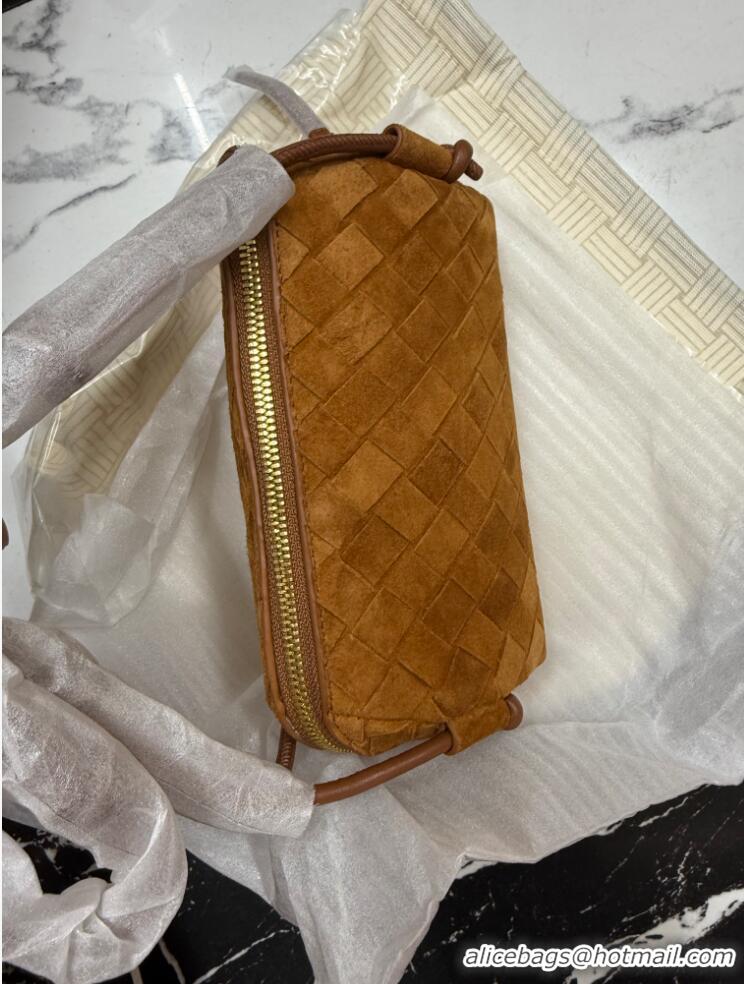 Top Quality Bottega Veneta Intrecciato Suede Concert Pouch Mini bag 794258 Amber Brown 2025