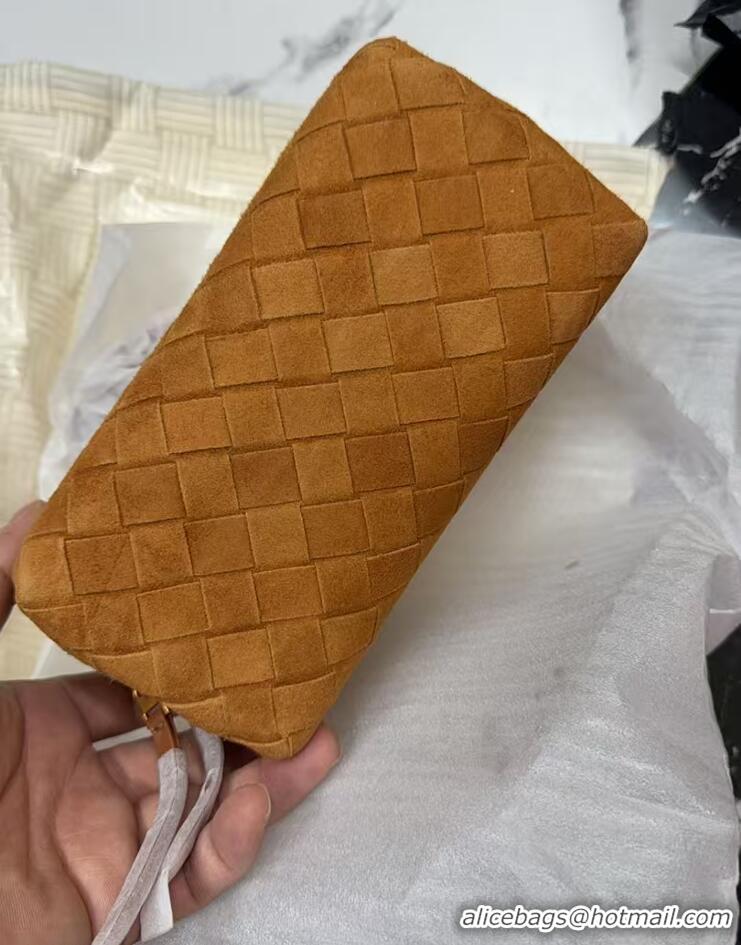 Top Quality Bottega Veneta Intrecciato Suede Concert Pouch Mini bag 794258 Amber Brown 2025