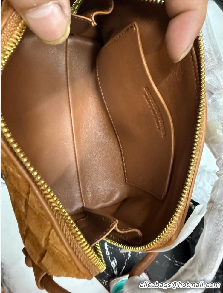 Top Quality Bottega Veneta Intrecciato Suede Concert Pouch Mini bag 794258 Amber Brown 2025