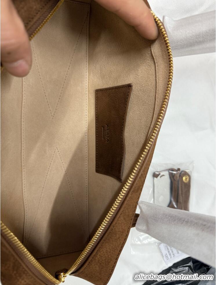 Market Sells Alaia Le Tecket Medium Long Shoulder bag in Canvas and Suede 998081 Brown 2026