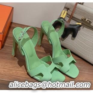 Buy Discount Hermes Holy High Heeled Sandals Light Green Calf Leather 105MM 6060101