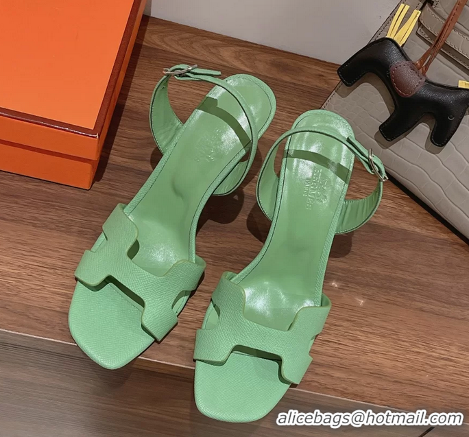 Buy Discount Hermes Holy High Heeled Sandals Light Green Calf Leather 105MM 6060101