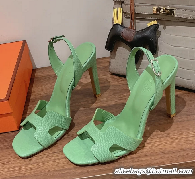 Buy Discount Hermes Holy High Heeled Sandals Light Green Calf Leather 105MM 6060101