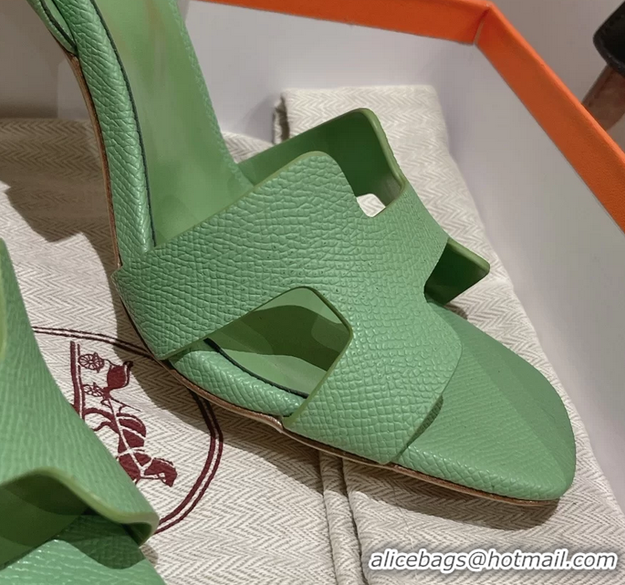 Buy Discount Hermes Holy High Heeled Sandals Light Green Calf Leather 105MM 6060101