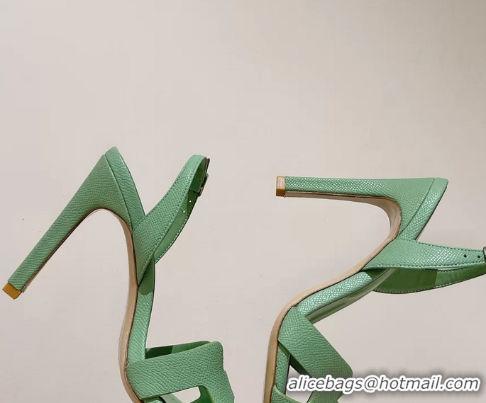 Buy Discount Hermes Holy High Heeled Sandals Light Green Calf Leather 105MM 6060101