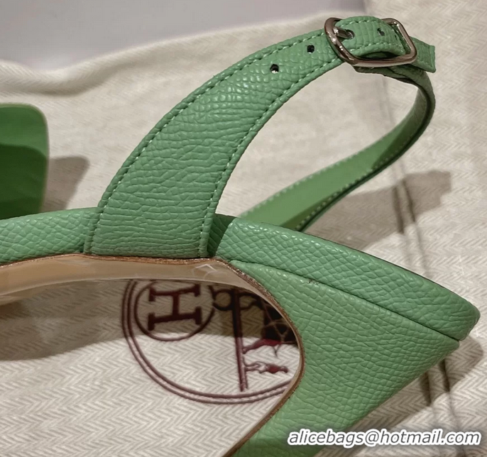 Buy Discount Hermes Holy High Heeled Sandals Light Green Calf Leather 105MM 6060101