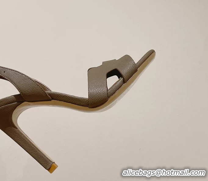 Leisure Hermes Holy High Heeled Sandals Gray Calf Leather 105MM 6060101