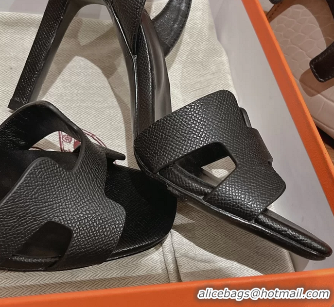 Comfortable Hermes Holy High Heeled Sandals Black Calf Leather 105MM 6060101