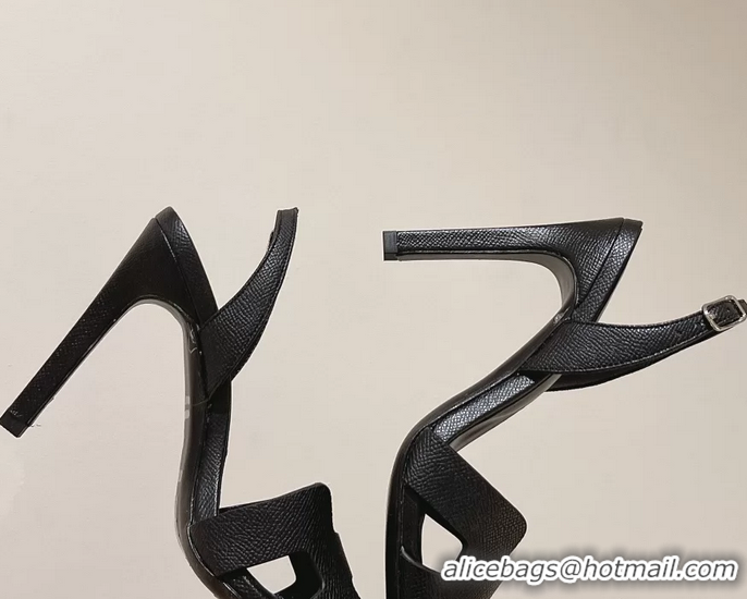 Comfortable Hermes Holy High Heeled Sandals Black Calf Leather 105MM 6060101