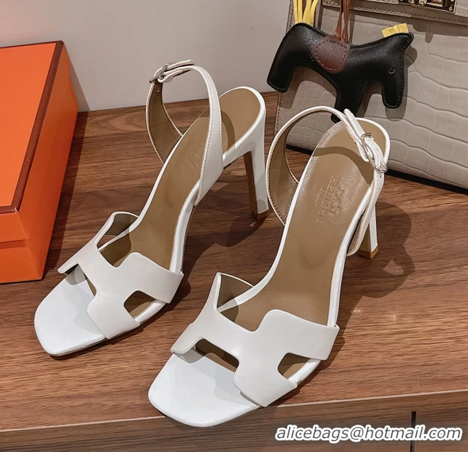 Trendy Design Hermes Holy High Heeled Sandals White Calfskin Leather 105MM 6060101