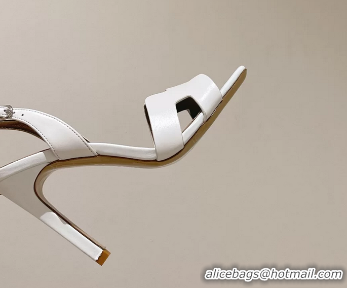 Trendy Design Hermes Holy High Heeled Sandals White Calfskin Leather 105MM 6060101