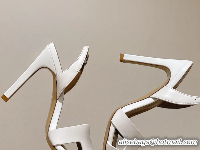 Trendy Design Hermes Holy High Heeled Sandals White Calfskin Leather 105MM 6060101
