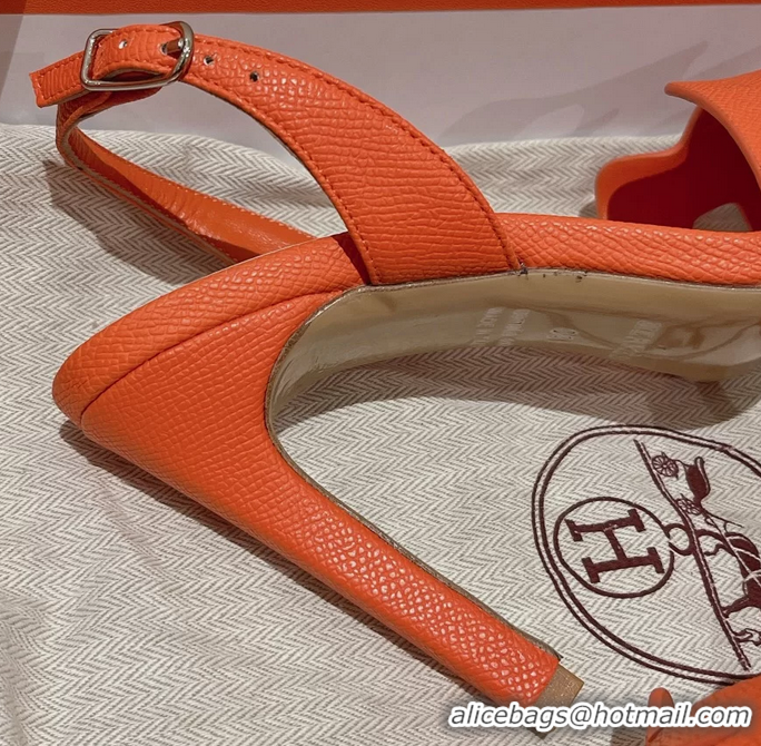 Classic Hermes Holy High Heeled Sandals Orange Calf Leather 105MM 6060101