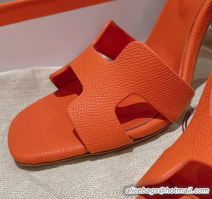 Classic Hermes Holy High Heeled Sandals Orange Calf Leather 105MM 6060101