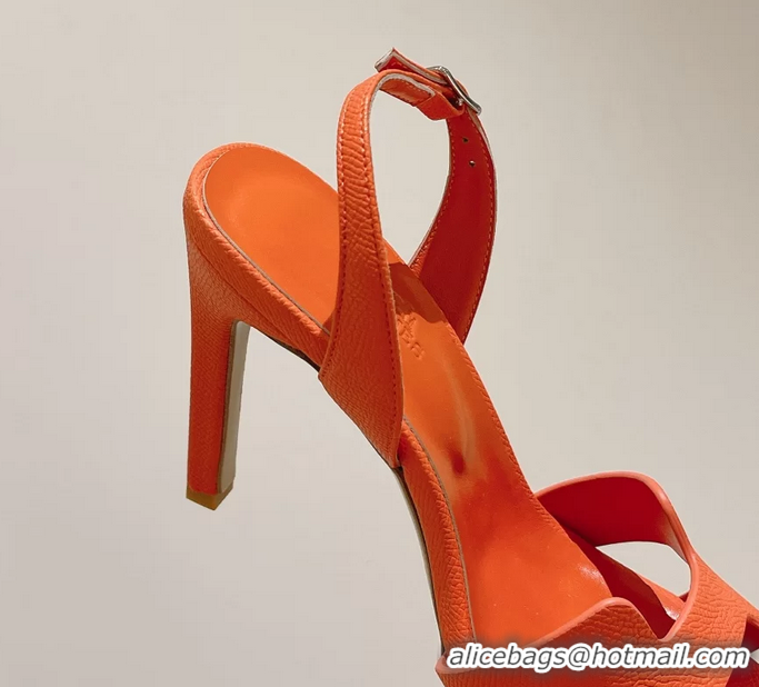 Classic Hermes Holy High Heeled Sandals Orange Calf Leather 105MM 6060101