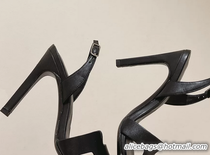 Buy New Cheap Hermes Holy High Heeled Sandals Black Calfskin Leather 105MM 6060102