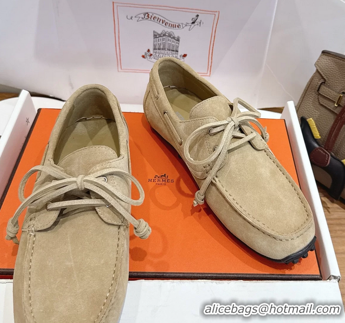 Trendy Design Hermes Member Loafers Beige Suede Calfskin Leather 6060201