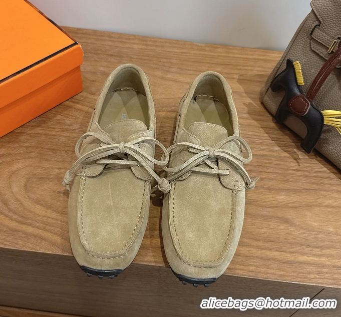 Trendy Design Hermes Member Loafers Beige Suede Calfskin Leather 6060201