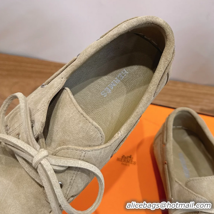Trendy Design Hermes Member Loafers Beige Suede Calfskin Leather 6060201