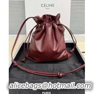 Top Grade Celine Small Crystal Pouch Crossbody Bag In Lambskin 123662 Burgundy/Gold