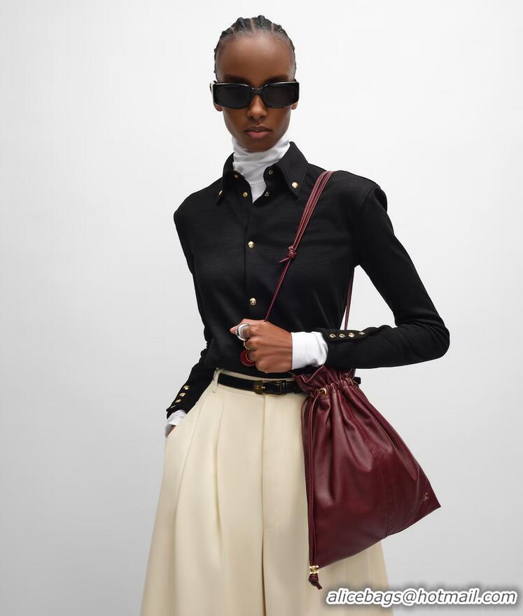 Top Grade Celine Small Crystal Pouch Crossbody Bag In Lambskin 123662 Burgundy/Gold