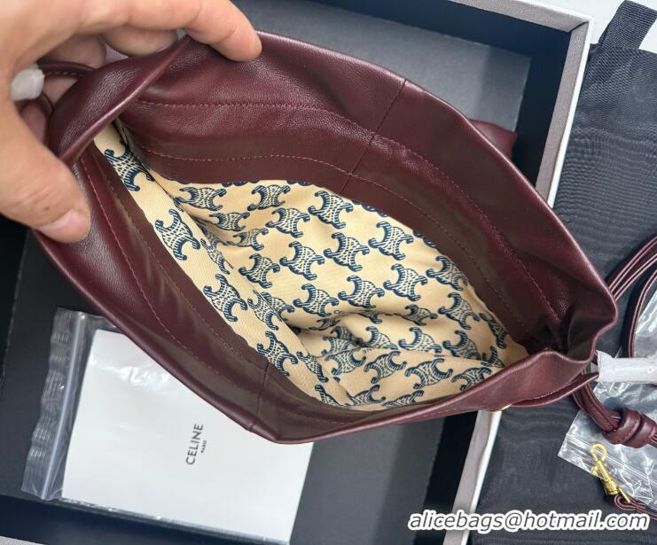 Top Grade Celine Small Crystal Pouch Crossbody Bag In Lambskin 123662 Burgundy/Gold