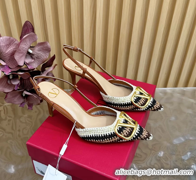 Durable Valentino Vlogo Signature Slingback Pump with Cotton Crochet Embroidered 80MM 6060503