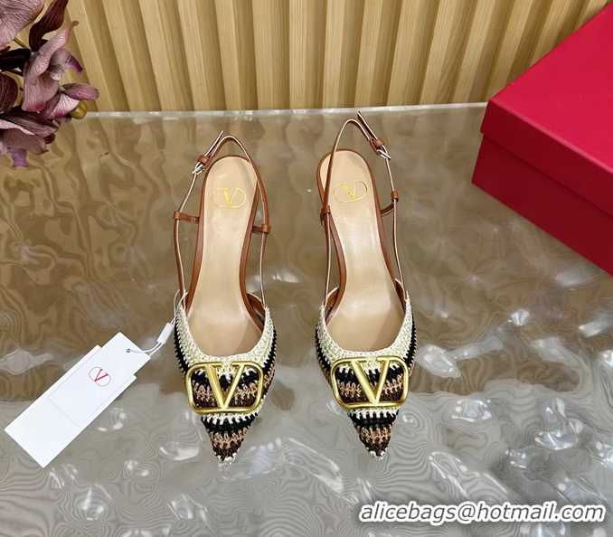 Durable Valentino Vlogo Signature Slingback Pump with Cotton Crochet Embroidered 80MM 6060503