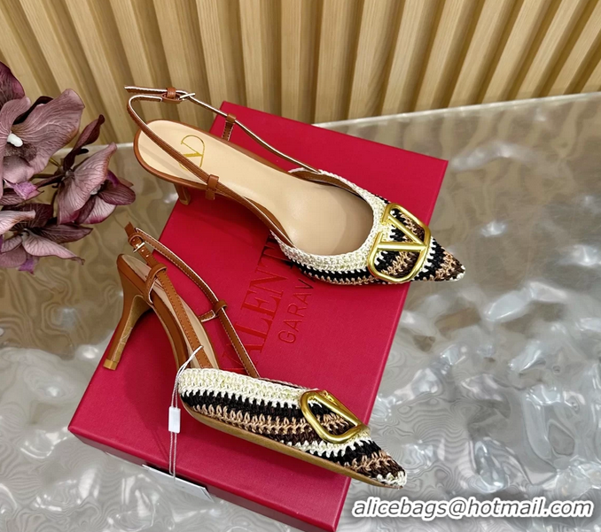Durable Valentino Vlogo Signature Slingback Pump with Cotton Crochet Embroidered 80MM 6060503