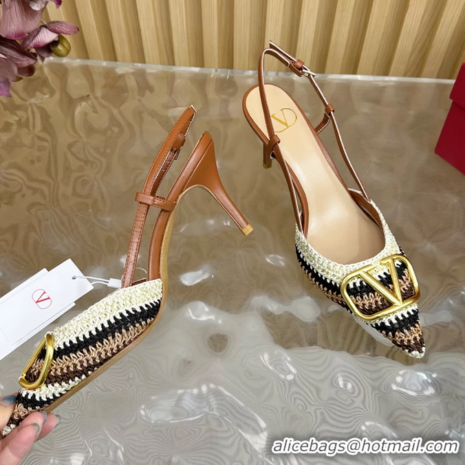 Durable Valentino Vlogo Signature Slingback Pump with Cotton Crochet Embroidered 80MM 6060503