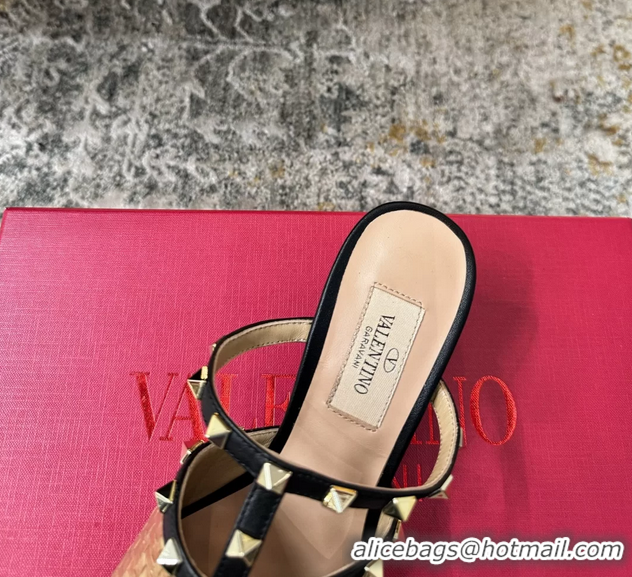 Fashion Valentino Rockstud Strappy Slides Sandals Gold Metallic Woven Laminated Nappa Leather 60MM 6060507