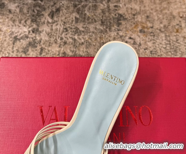Most Popular Valentino Royal Heart Vlogo Leather Heeled Mules Sandals White 80MM 6060511