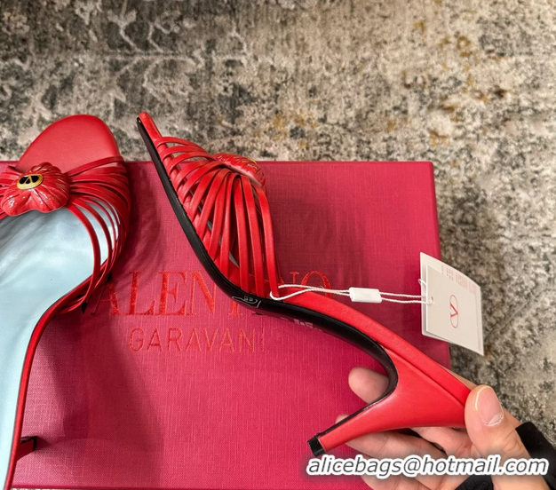Buy Cheap Valentino Royal Heart Vlogo Leather Heeled Mules Sandals Red 8CM 6060511