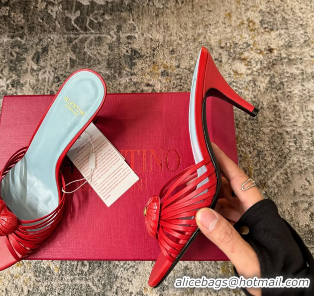 Buy Cheap Valentino Royal Heart Vlogo Leather Heeled Mules Sandals Red 8CM 6060511