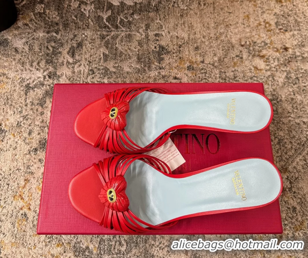 Buy Cheap Valentino Royal Heart Vlogo Leather Heeled Mules Sandals Red 8CM 6060511
