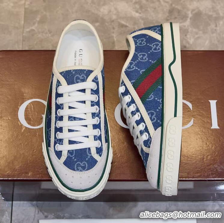 Unique Discount Gucci Tennis 1977 Sneakers In G Logo ‎859219 Denim Blue