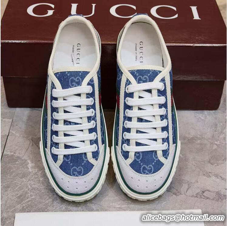 Unique Discount Gucci Tennis 1977 Sneakers In G Logo ‎859219 Denim Blue
