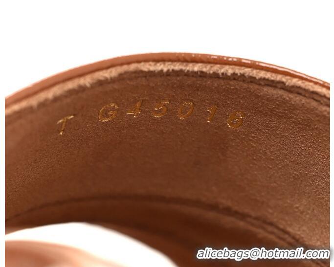 ​Trendy Design Chanel Crumpled Patent Lambskin Platform Sandals Heel 12cm G45017 Light Brown