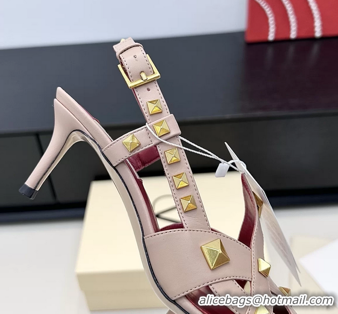 Good Quality Valentino Rockstud Studdy Pink Leather Slingback Pumps 70MM 6060801