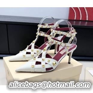 Hot Style Valentino Rockstud Studdy White Leather Pumps 90MM 6060802