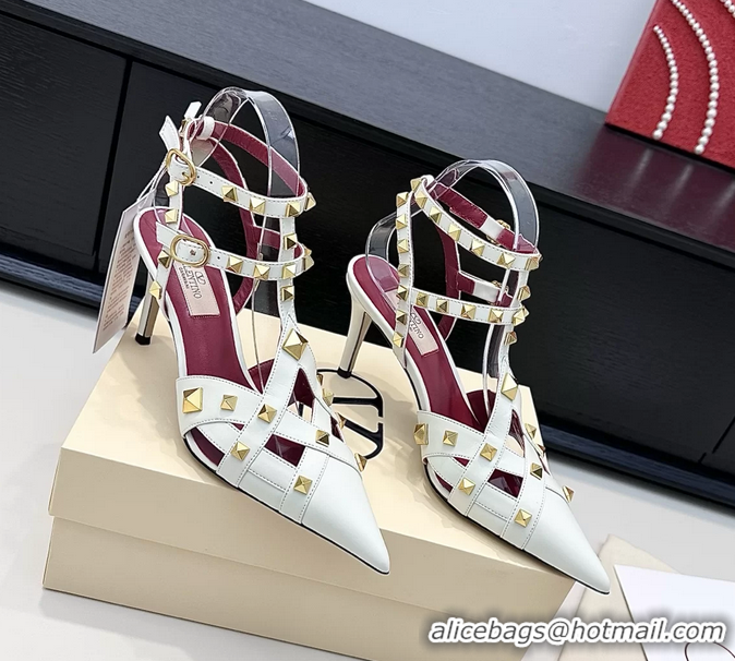 Hot Style Valentino Rockstud Studdy White Leather Pumps 90MM 6060802