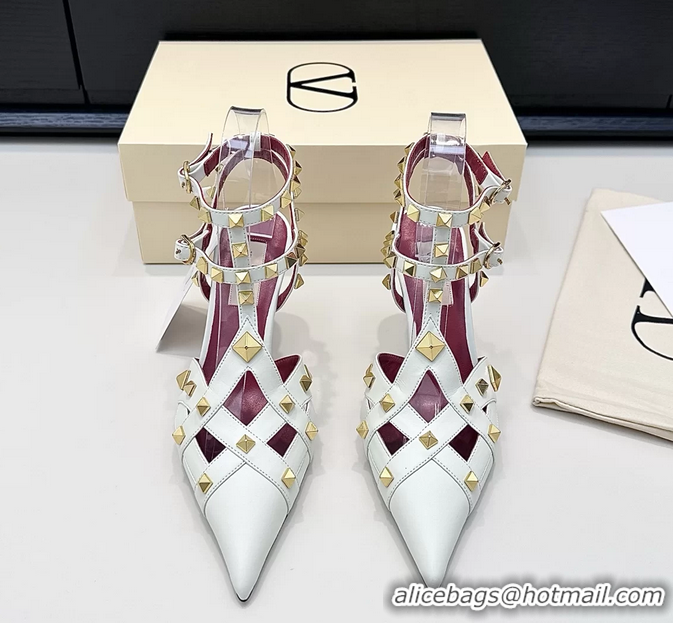 Hot Style Valentino Rockstud Studdy White Leather Pumps 90MM 6060802