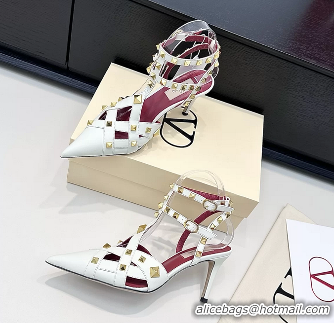 Hot Style Valentino Rockstud Studdy White Leather Pumps 90MM 6060802