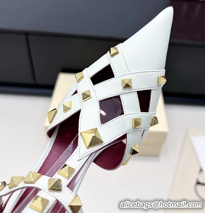 Hot Style Valentino Rockstud Studdy White Leather Pumps 90MM 6060802