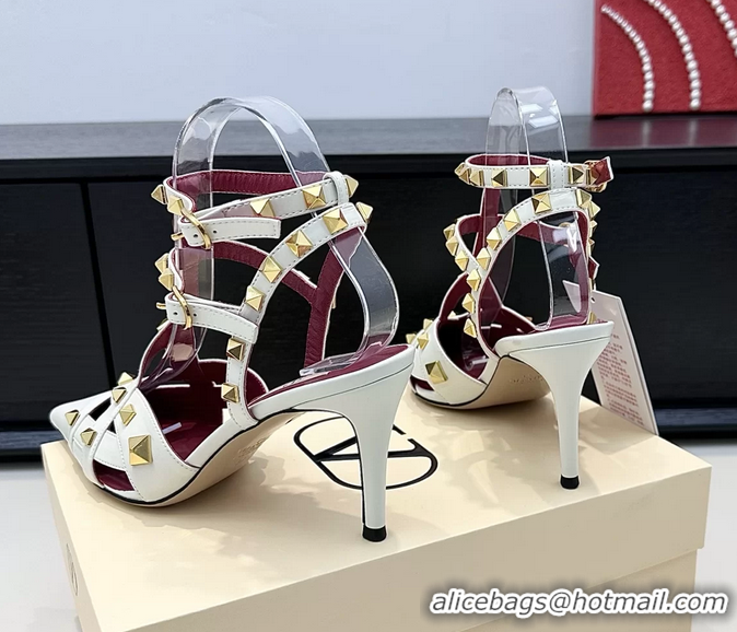 Hot Style Valentino Rockstud Studdy White Leather Pumps 90MM 6060802
