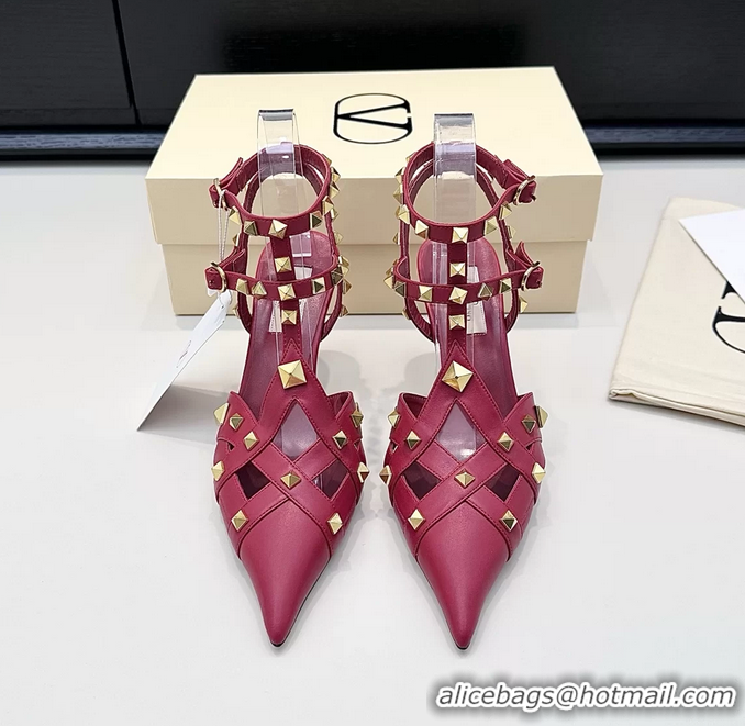 Good Looking Valentino Rockstud Studdy Red Leather Pumps 90MM 6060803