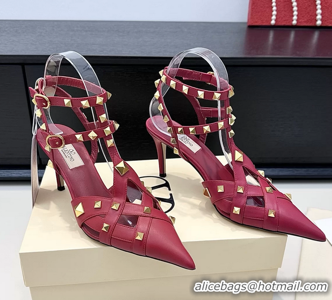 Good Looking Valentino Rockstud Studdy Red Leather Pumps 90MM 6060803