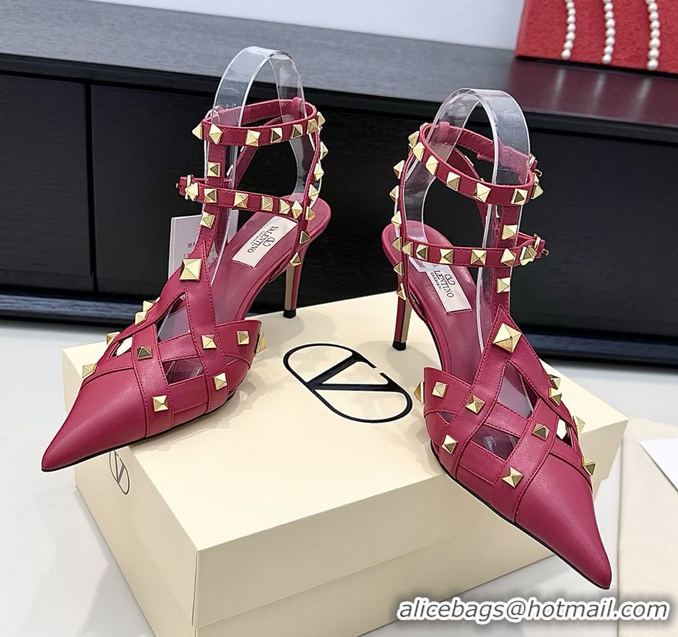 Good Looking Valentino Rockstud Studdy Red Leather Pumps 90MM 6060803