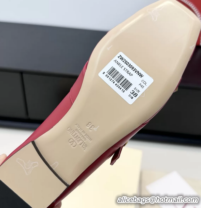 Buy Luxury Valentino Rockstud Studdy Red Leather Mary Janes Ballet Flats 6060804